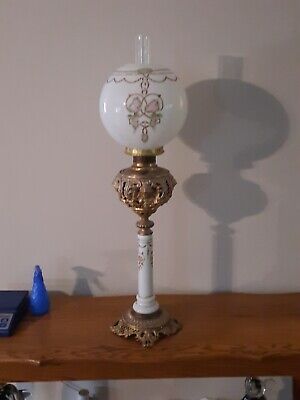 Victorian Ball Shade Banquet Parlor Oil Lamp The Parker Co 19th Century Cherubs