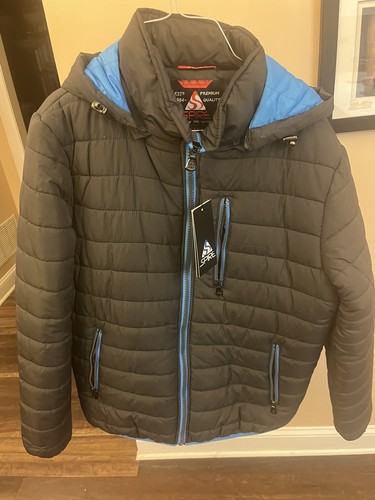 Spire  Men's Black Full-Zip Quilted Puffer Hooded Coat Jacket Size M *NEW*
