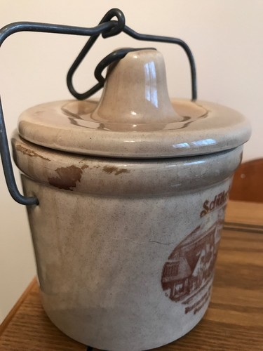 Vintage WIN SCHULER'S Distinctive Dining SINCE 1926 Pottery Cheese Crock 4