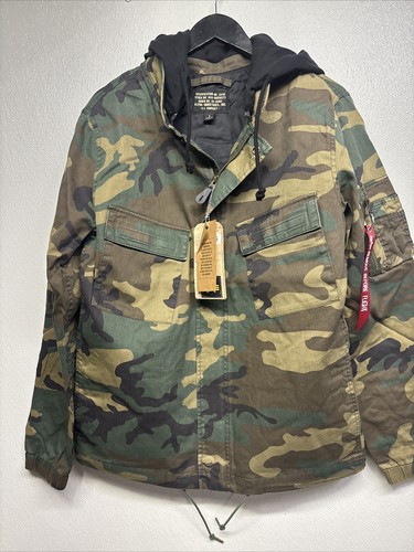 Alpha Industries Jacket Mens Field Coat Small Hooded