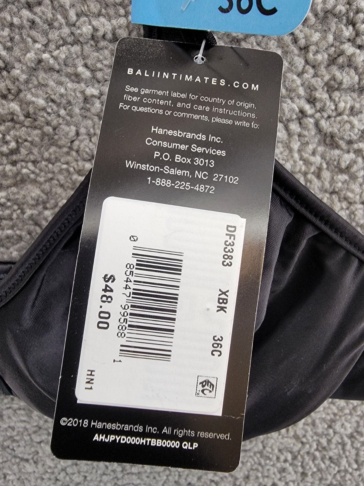 Bali Passion for Comfort Underwire Bra Women's 36C Black Dual Back Hook-and-Eye - Picture 13 of 13
