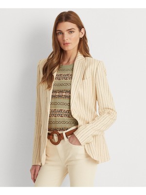 

LAUREN RALPH LAUREN Женский бежевый деловой пиджак на подкладке с карманами, 200861720001