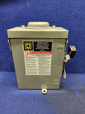 Square D DU222RB Safety switch, general duty, non fusible, 60A, 2 pole, 240VAC