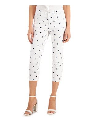 

CHARTER CLUB Женские белые эластичные капри на молнии с карманами Petites, Белый, 100095174PT