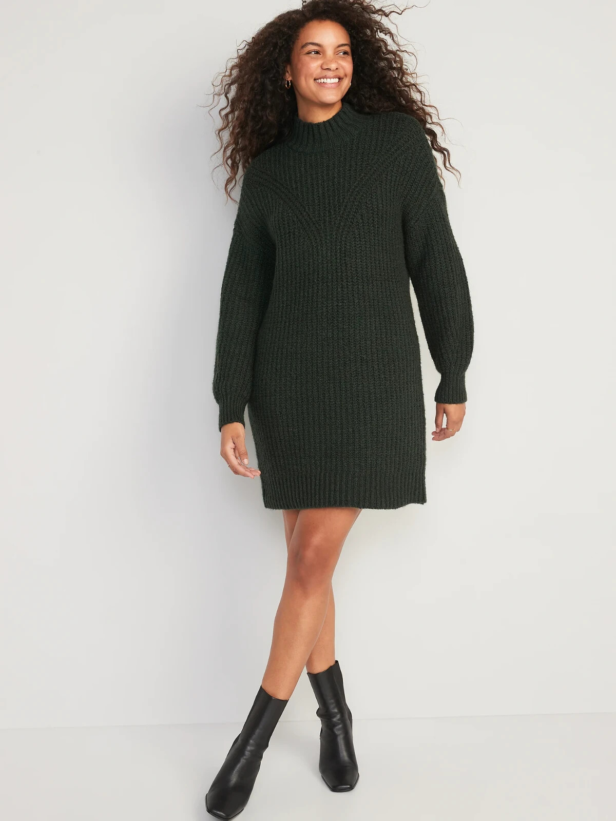 

Платье-свитер с длинными рукавами и воротником-стойкой Old Navy Forest Green, размер XXL для миниатюрных, Зеленый