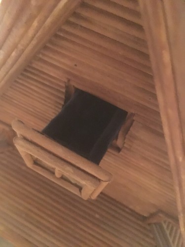 SALE! Folk Art Hand Crafted Wood Cabin With Hidden Storage