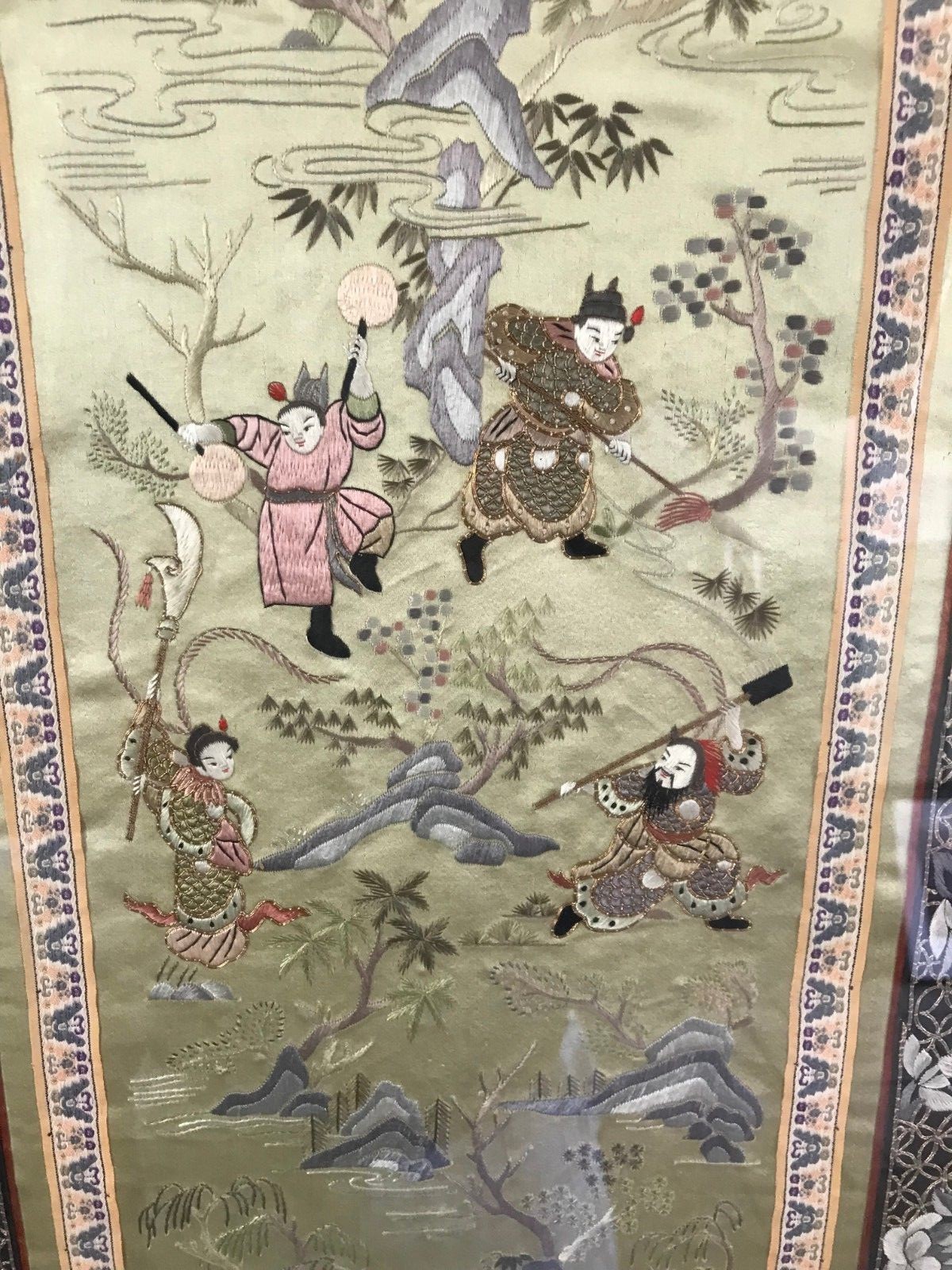 SILK EMBROIDERY CHINESE WARRIORS