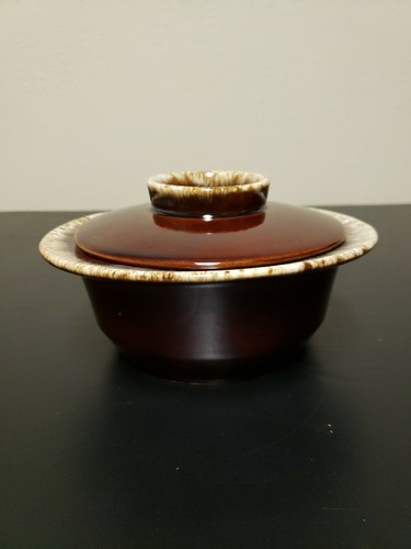 Original Hull Pottery Brown Drip Round Covered Casserole or Serving Dish/Bowl 8