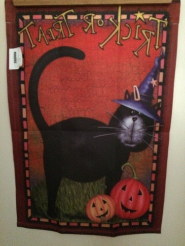Halloween Spooky Black Cat Trick Or Treat Garden Flag 12