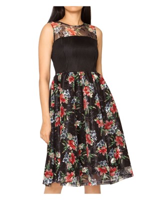 

GRACIA Женское эластичное кружево без рукавов с круглым вырезом до колен Вечерняя посадка + расклешенное платье, Черный