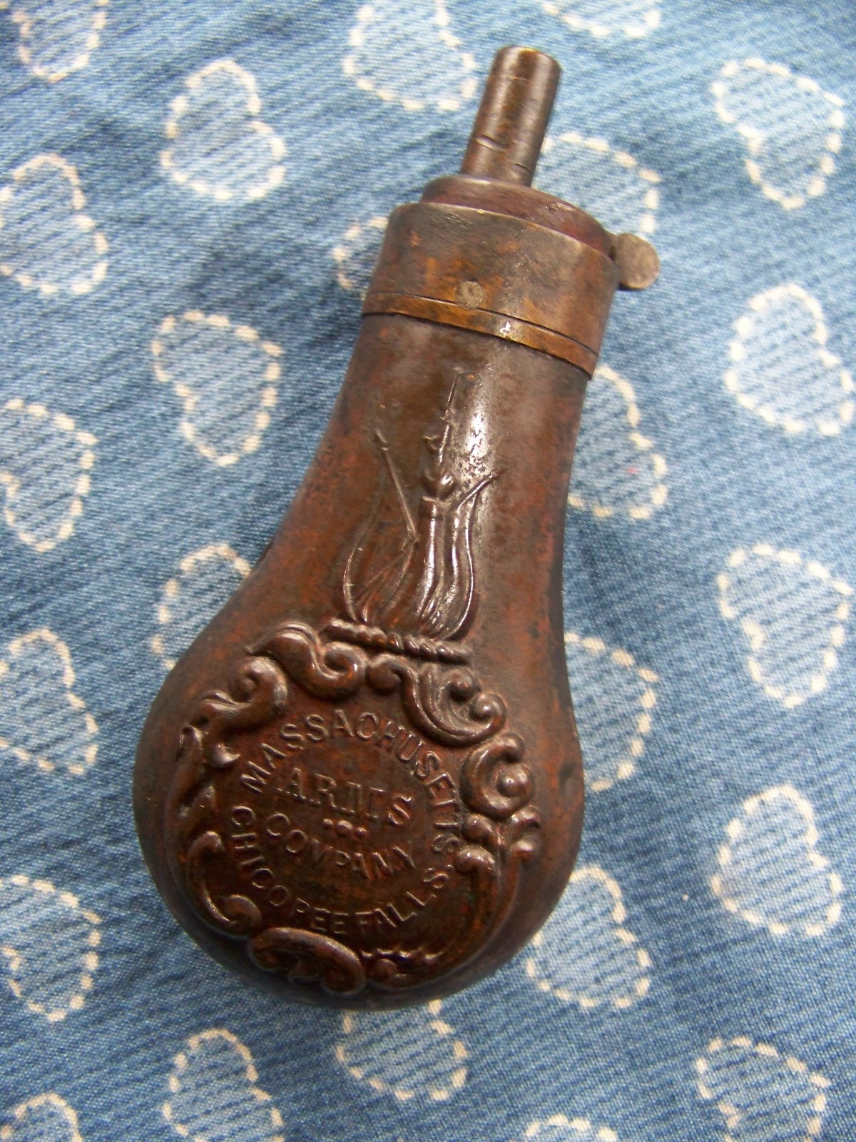 Black Powder Flask; RILEY # 762 EAGLE SEC MASSACHUSETTS ARMS CO.CHICOPEE FALLS