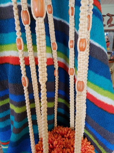 Vintage 1970s Hand Crafted Macreme Hanging Plant Holder 70