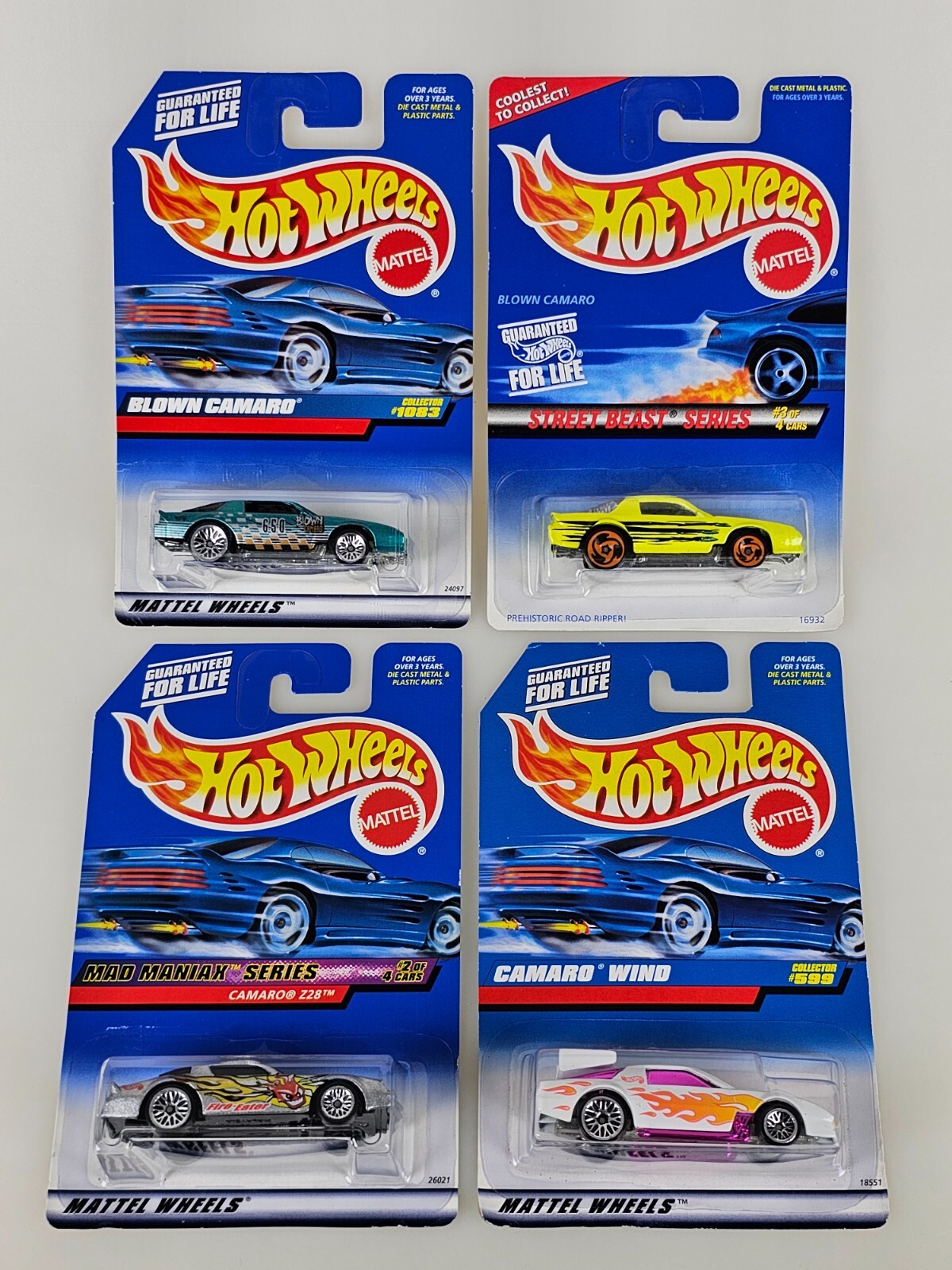 4x Lot Chevy Camaro Blown #1083 #559 Z28 #018 Wind #599 Hot Wheels