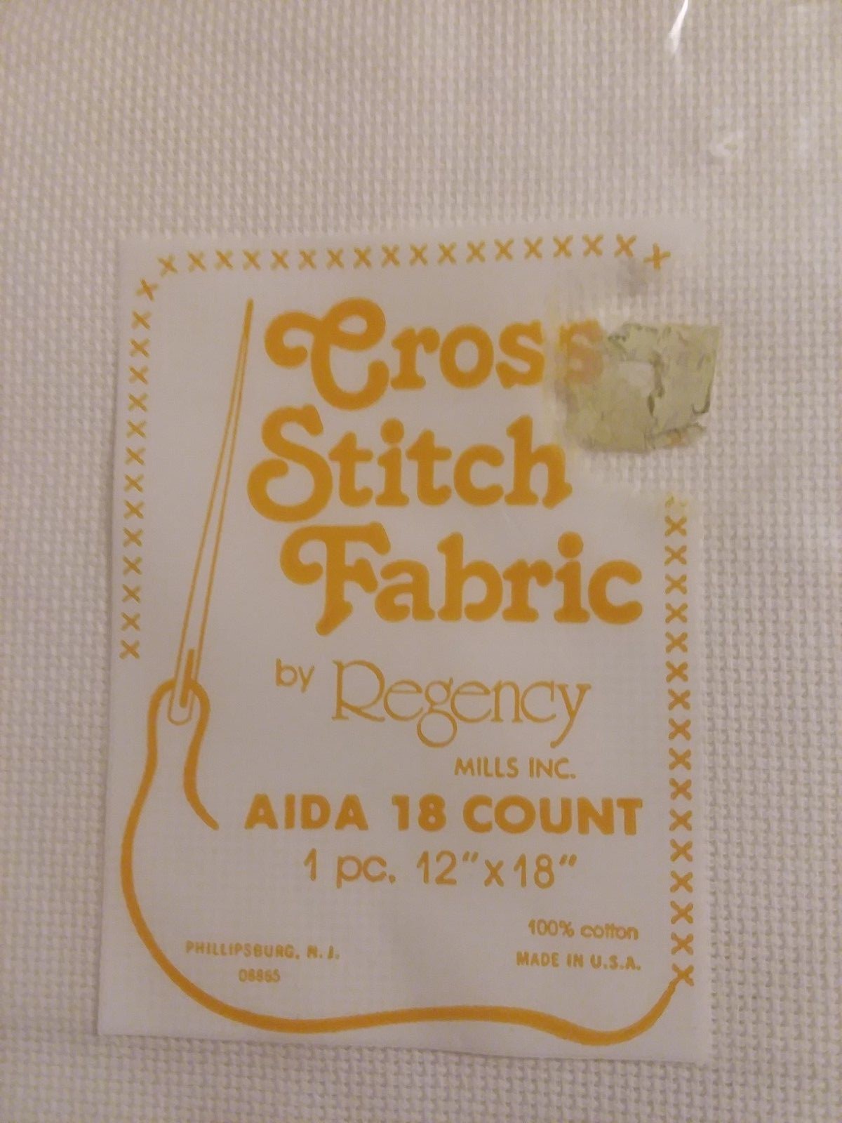 Regency Mills Cross Stitch Fabric Aida 18 Count White Cotton 12 x 18 USA Made