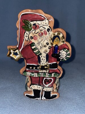 Blue Sky Clayworks Gingerbread Santa Clause 2002 Tealight Heather Goldminc Shiny