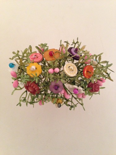 VTG Spring/Easter Button Bouquet/Crystal Salt-Country Prim Shabby Home Decor