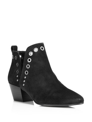 

SAM EDELMAN Женские черные кожаные ботильоны Rubin на блочном каблуке с люверсами без шнуровки 9,5 м, Черный, E8456L1