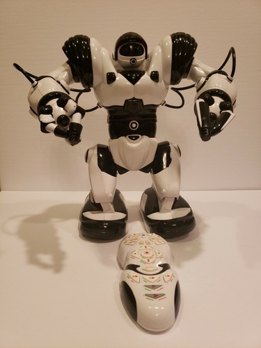 black and white robot toy