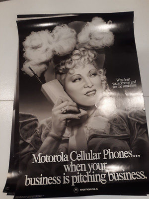 Mae West Poster 1990 Motorola Brick Cell Phone Advertising Poster 18x26 NOS
