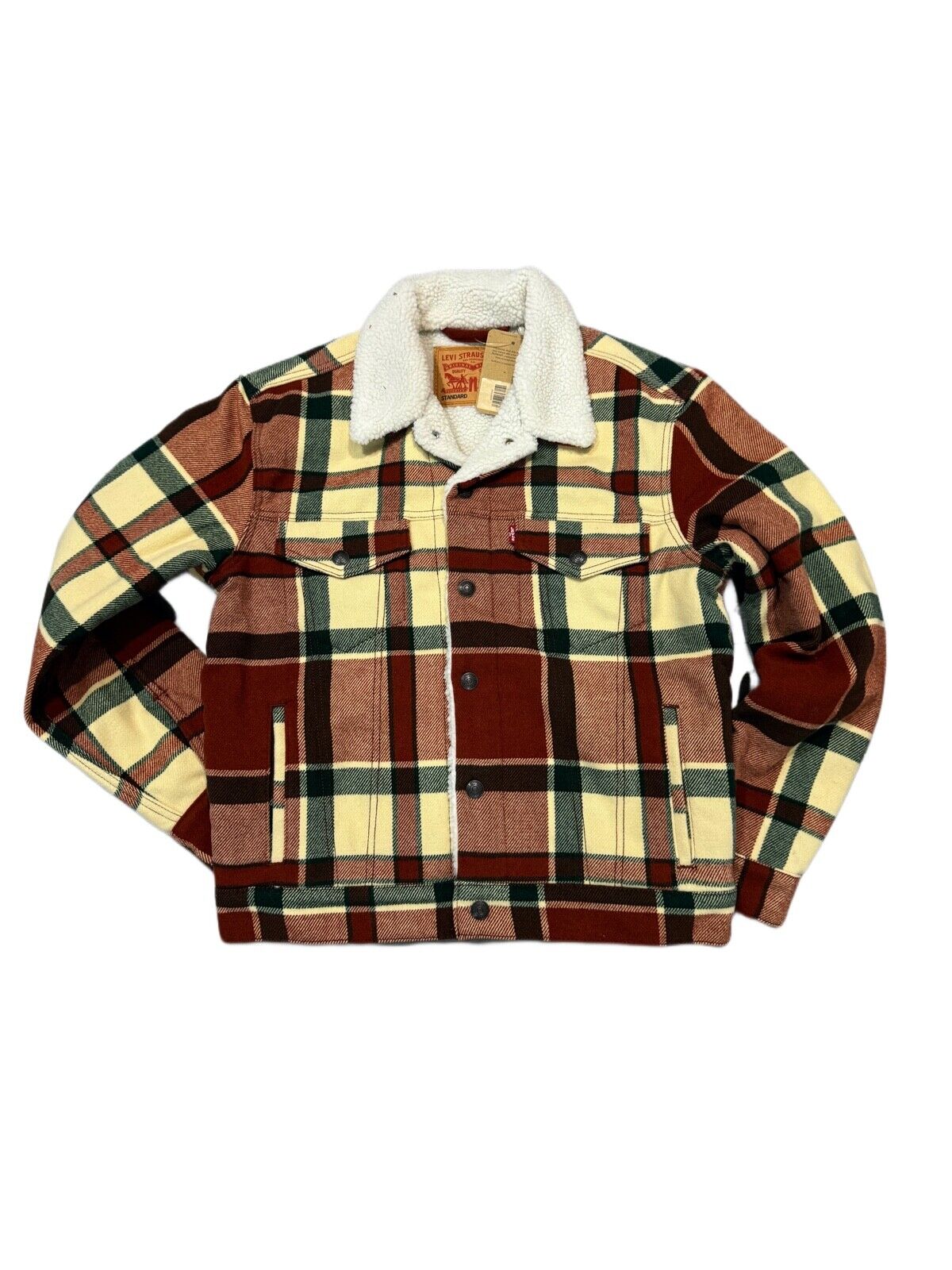 Levi's Men's Plaid Type III Sherpa Trucker Jacket Brown Levi's Men's Plaid Type III Sherpa Trucker Jacket Brown