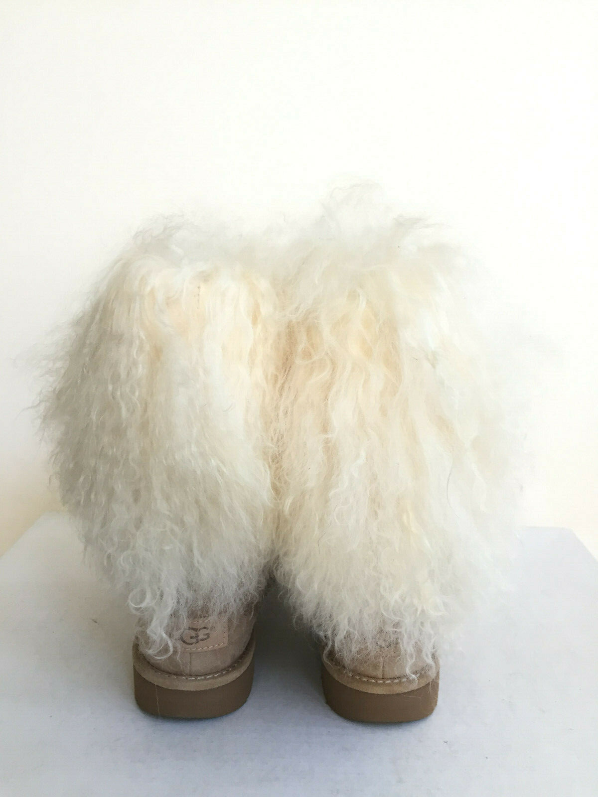 Pre-owned Ugg Lida Classic Mongolian Sheepskin Cuff Natural Boot Us 7 / Eu 38 / Uk 5.5 In Beige