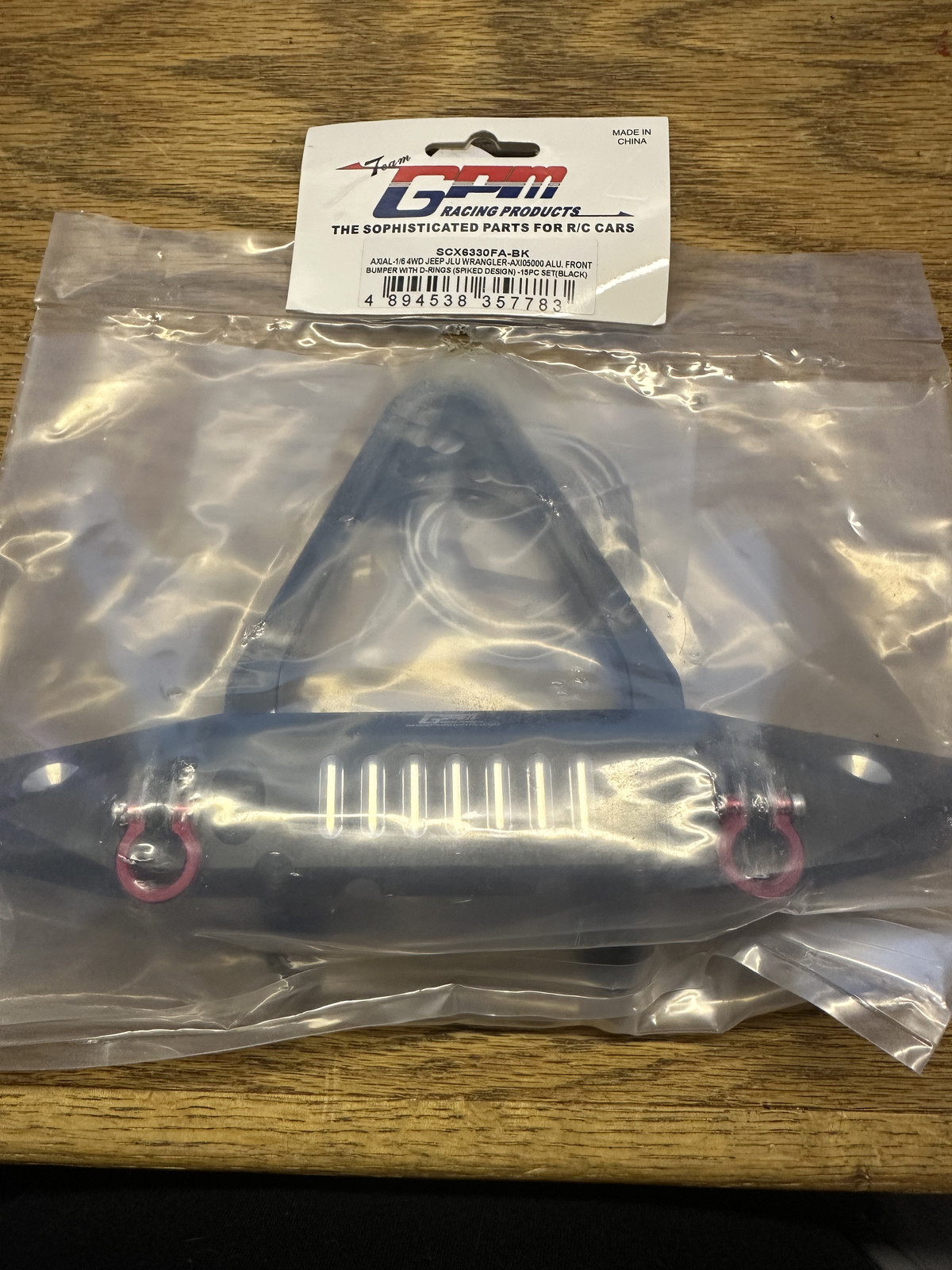 GPM Aluminum Front Bumper for Axial SCX6 Jeep Wrangler with D-Rings LED