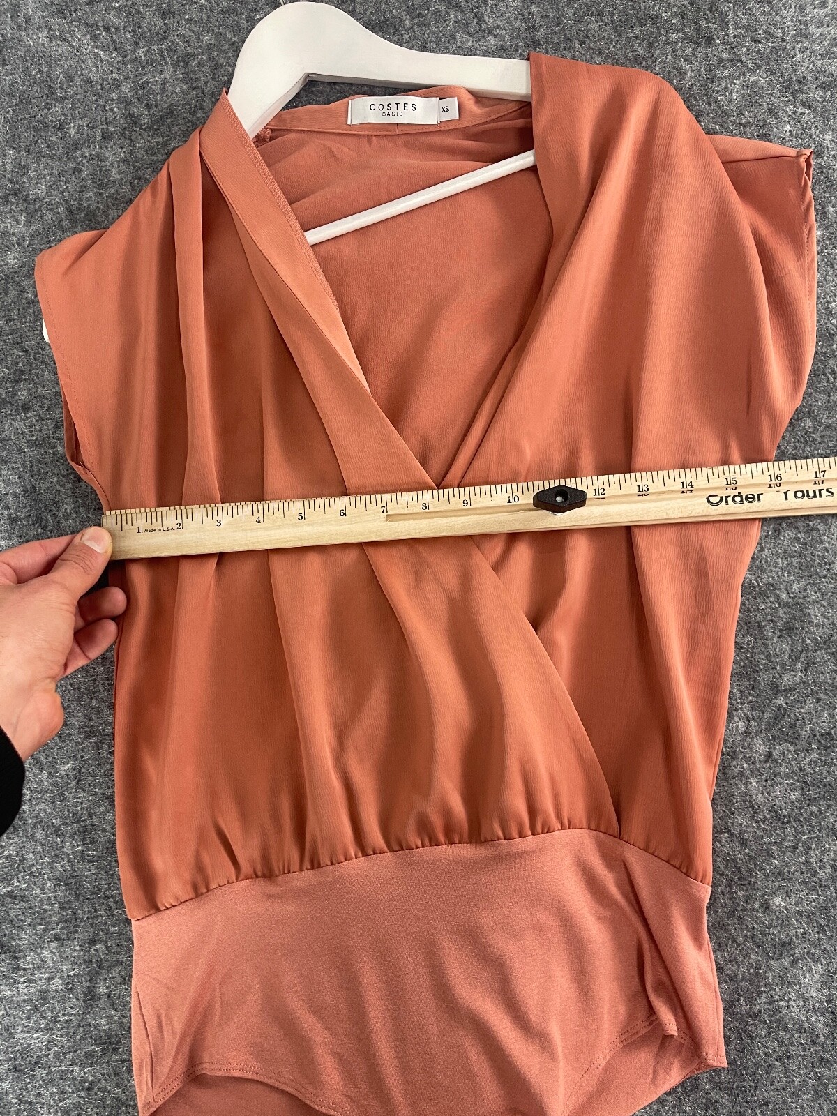 Costes Basic Women Blouse Size XS Tunic Top Short Sleeve Tunic Shirt Peach N336