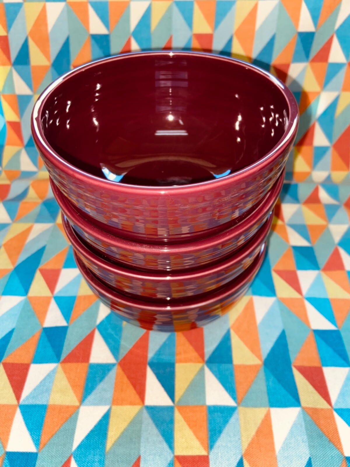 NEW set 4 FIESTA small BISTRO BOWLS RETIRED CLARET FIESTAWARE  22 oz free ship