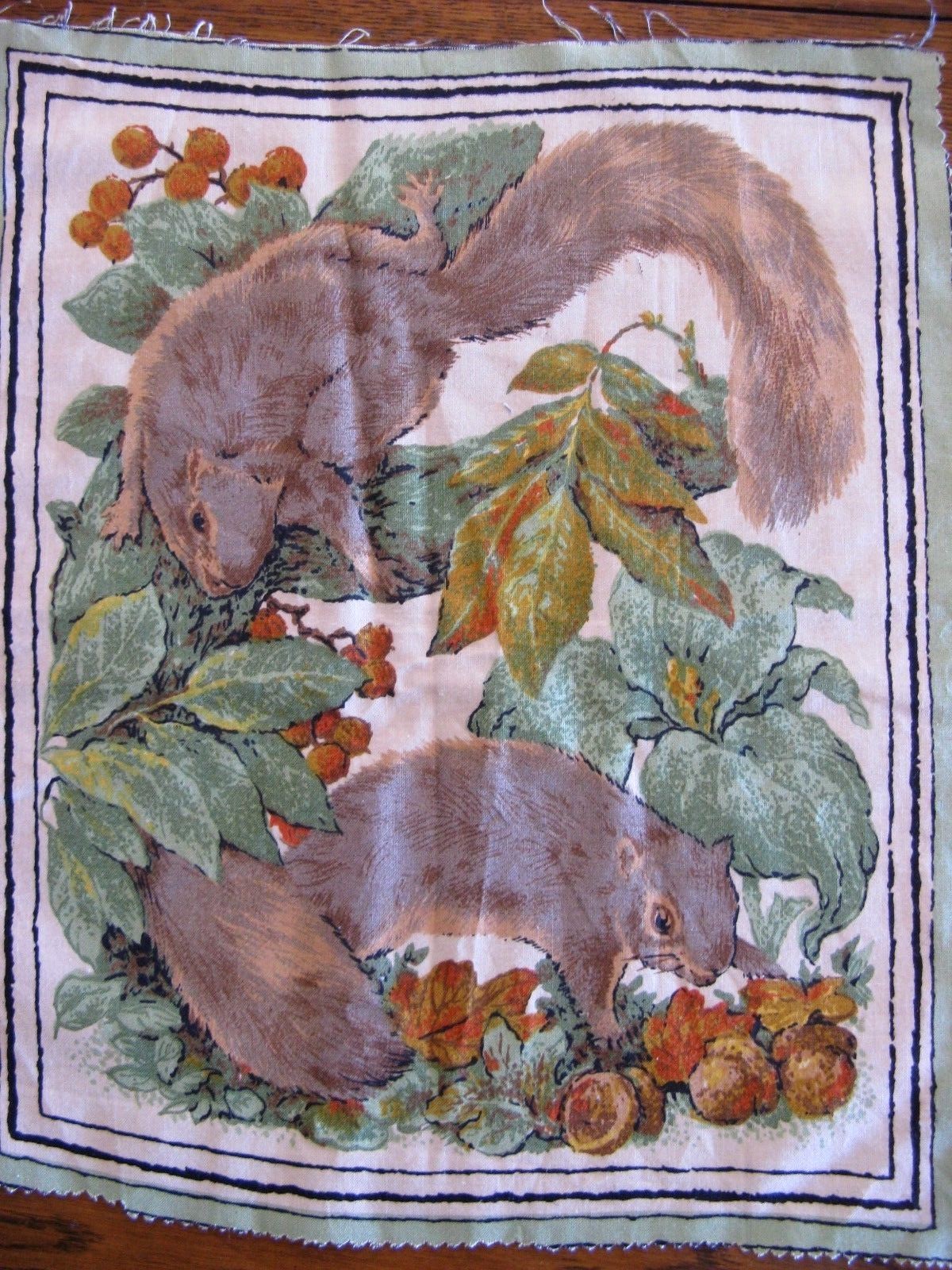 Vintage Silk Screen Animal WILDLIFE 6 Fabric Panels for Quilting  Embroidery