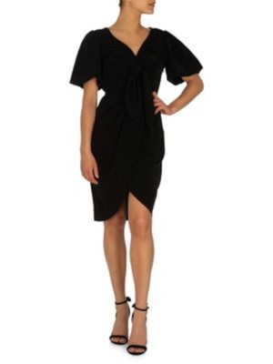 

Женское коктейльное платье GUESS Black Tie Front с пышными рукавами длиной до колена, Черный