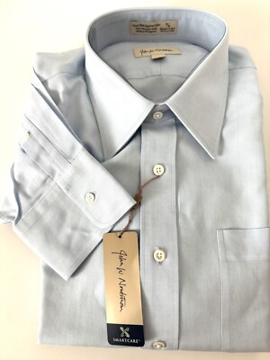 Mens John W. Nordstrom Lt. Blue Herringbone Long Sleeve Dress Shirt--17/34 NWT