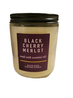NEW Bath & Body Works White Barn Black Cherry Merlot Single Wick Candle 7 Oz
