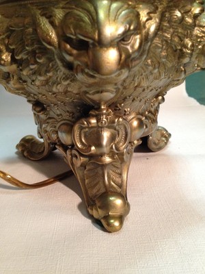 ORNATE KEREOSENE LAMP BASE ELECTRIFIED BRISTOL BRASS AND CLOCK CO. BRISTOL CONN.