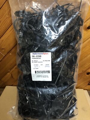 HellermannTyton 156-01348 Black Cable Ties with Pipe Clip, 39-45mm (Pack of 250)