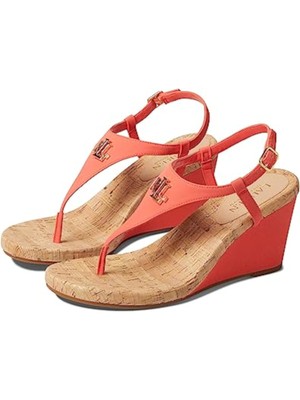 

LAUREN RALPH LAUREN Женские оранжевые босоножки Jeannie на танкетке с круглым носком 9,5, Оранжевый, 802860821003