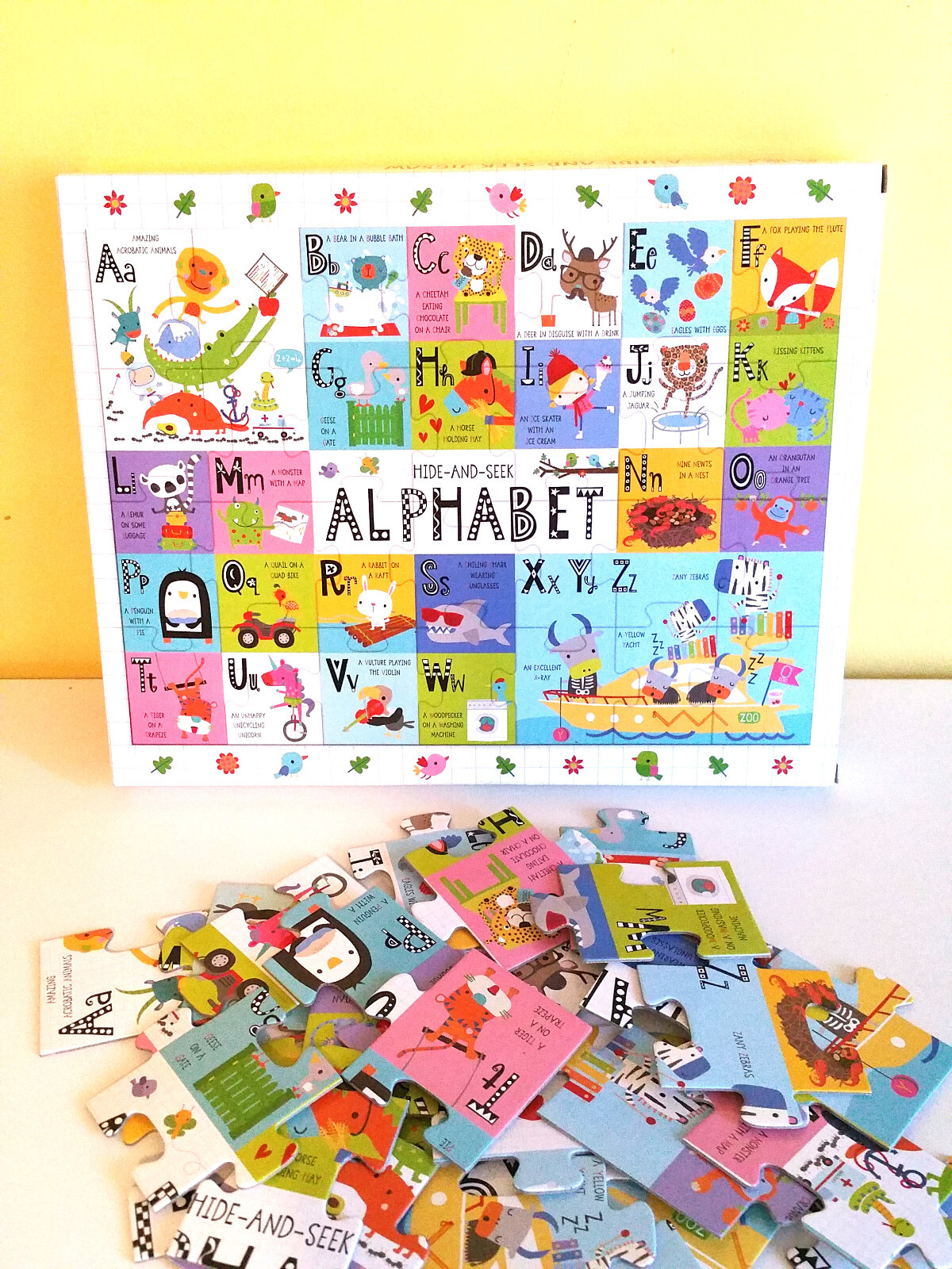 ABC Hide and Seek Alphabet Learning Book with 28 Pieces