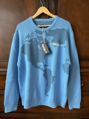 NWT Sinclair Global Intarsia Sweater Light Blue & Navy Size (XL) Extra Large