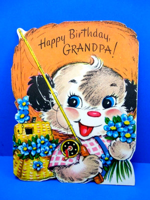 Vintage UNUSED BIRTHDAY - ''Happy Birthday, GRANDPA'' Card/env. - FREE SHIPPING