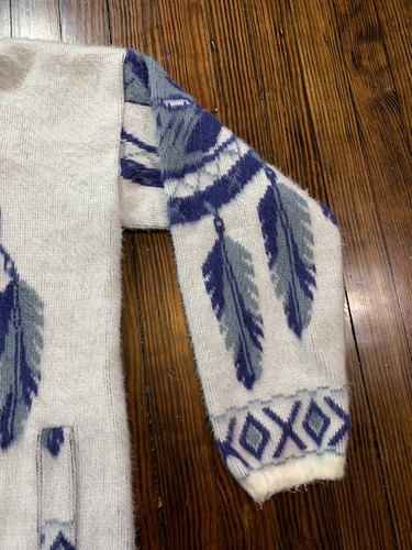 VTG YARI Artesanias Wool Hooded Zip Up Sweater Jacket Wolf Wolves Dream Catcher