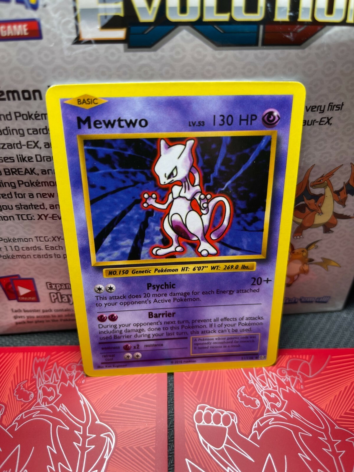 Rare Pokemon Card Mewtwo First Edition 2016 51/108 Comes Rare Pokemon Card Mewtwo First Edition 2016 51/108 Comes