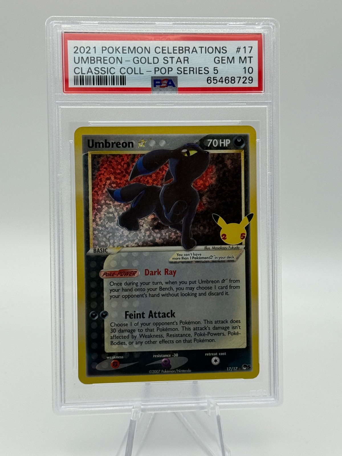 2021 Pokémon Umbreon-Gold Star PSA 10 PSA 10 GEM MINT Umbreon Gold Star 012/025 25th Anniversary