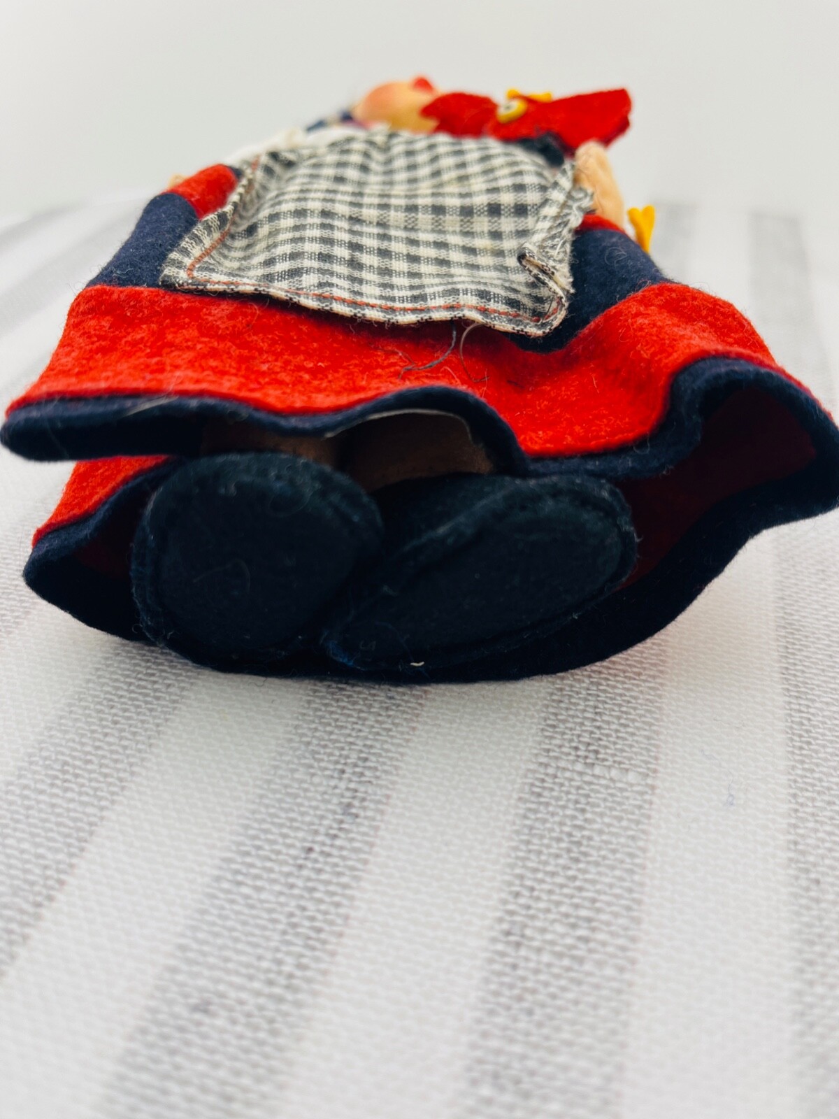 Lenci Type Italian Felt and Fabric Doll Countrywoman with Scarf Holding Rooster