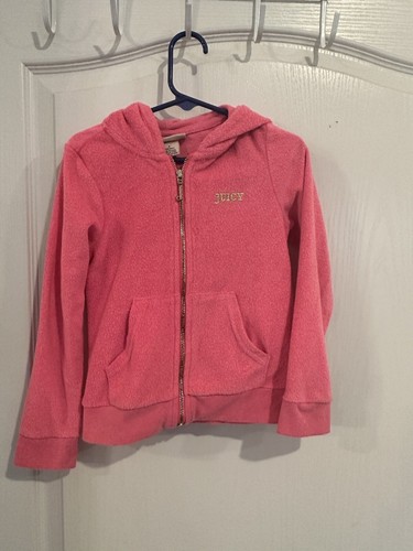 Juicy Couture vintage Girl's terry cloth Pink sequin Hooded