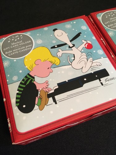 HALLMARK PEANUTS SNOOPY & SCHROEDER MUSICAL CHRISTMAS GIFT CARD HOLDER (2) - NEW