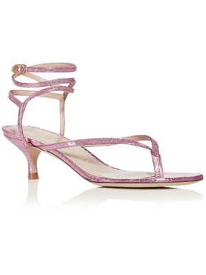

STUART WEITZMAN Женские розовые кожаные босоножки на каблуке Jimena с чешуей 7,5 B, Розовый, S1225