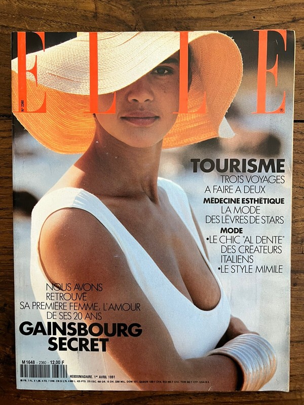 Elle French Avril 1991 - Nadege - Gainsbourg Secret - Mode Fashion Pub Vintage