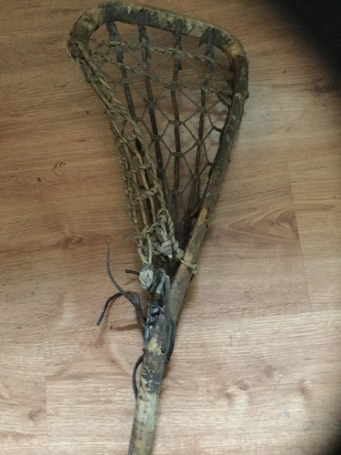 Vintage Antique 43 Inch Long Wooden Lacrosse Stick With Very Thick Grip
