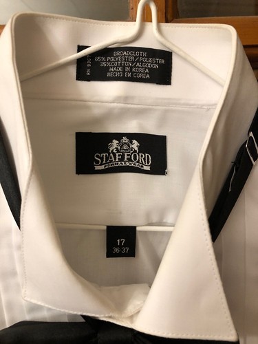 Stafford White Pleated Front Tuxedo Shirt With Accessories Men’s Sz 17