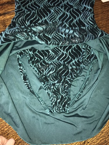 NWT Duck Crossing Girls Sparkling Velvet Skating Dress Turquoise Size L 12/14!!