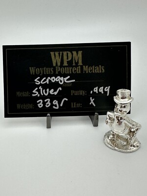 1.06 TROY OZ (33 Grams) SCROOGE MCDUCK HAND POURED ART 3D FIGURE 999 FINE SILVER